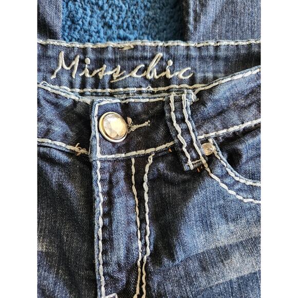 Miss Chic Women's Embellished Boot Cut Dark Wash Denim Jeans-9 - Picture 8 of 10
